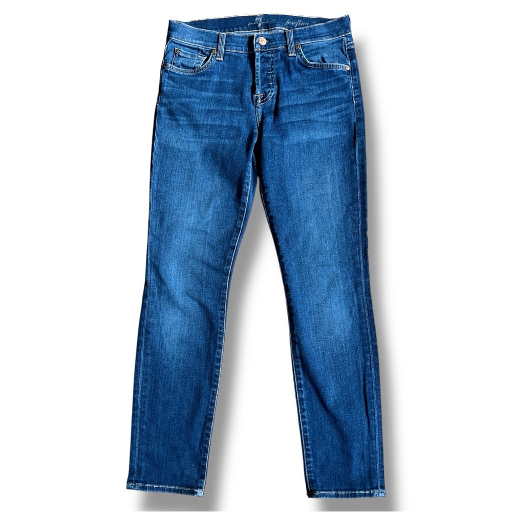 7 For All Mankind Josefina Boyfriend Skinny Jeans 25 Button Fly‎ Stretch Denim